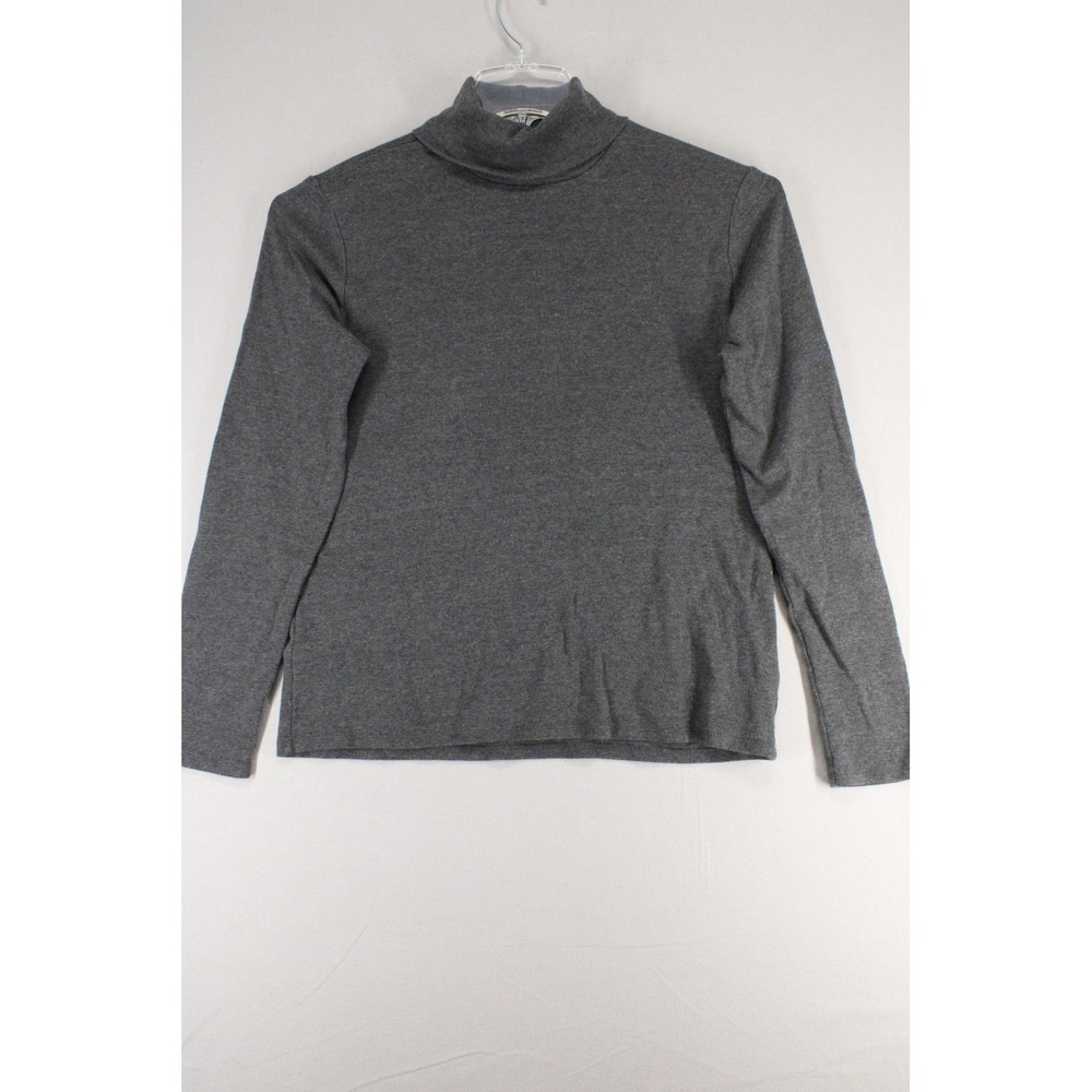 Lauren Ralph Lauren Turtleneck Top Women Large Gray Cotton Logo Preppy Top